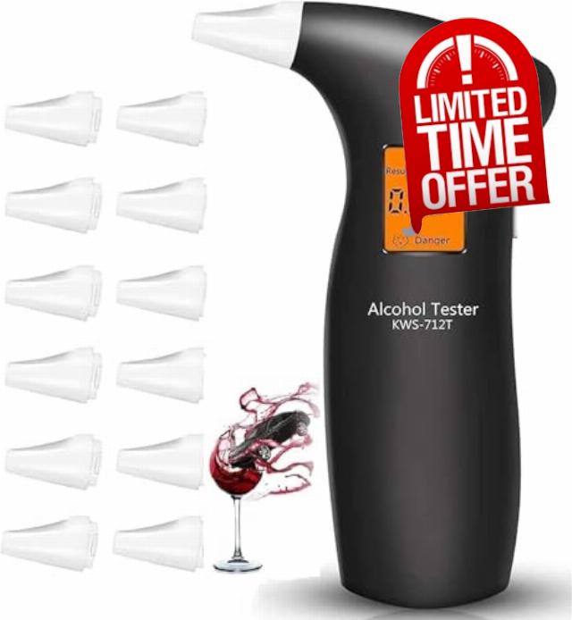 RUTIDA Breathalyzer & Alcohol Tester with 12 Mouthpieces
