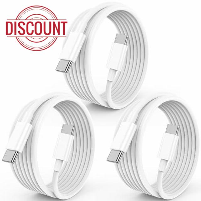 LCOGPDOY USB C to USB C Charger Cable 3Pack 60W 3M Type C Cable Fast Charging for iPhone 16/15/ 15 Plus/ 15 Pro/ 15 Pro Max