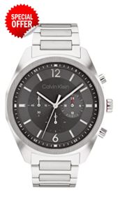 Calvin Klein Chronograph Quartz Watch for Men CK Force Collection with Stainless Steel Bracele
