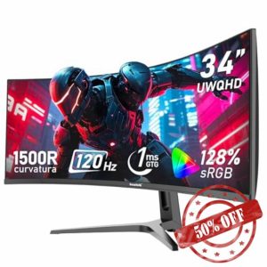 Gawfolk 34 Inch Ultrawide Curved 120Hz Gaming Computer Monitor 1500R PC screen 21:9 UWQHD (3440x1440)