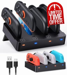 Switch Controller Charger for JoyCon 2 & 1 - Universal Compatible with Nintendo Switch 2/1 /OLED Accessories - Portable Switch 2025 Charging Dock Station with LED Indicato