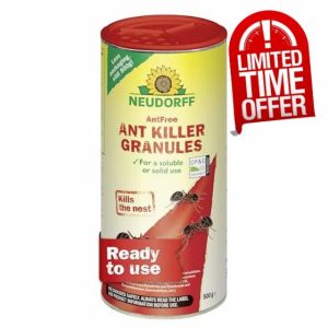 Neudorff AntFree Ant Killer Granules – Effective ant control against ants and nests around the house. Fast acting control. For soluble or solid use