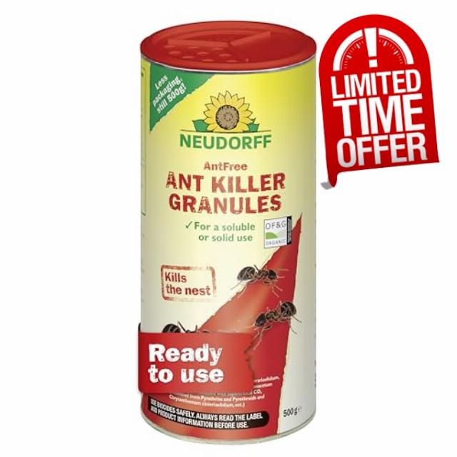 Neudorff AntFree Ant Killer Granules – Effective ant control against ants and nests around the house. Fast acting control. For soluble or solid use