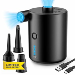 Electric Air Pump Portable Rechargeable: 4000mAh Air Pump for with Fast Inflating Compact Mini Air Bed Pump for Inflatable Swimming Pool Camping