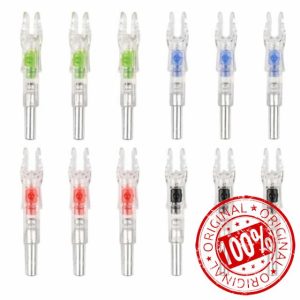 SunaOmni Lighted Nocks for Arrows 12Pcs 4 Color 1.81x0.35 Inch LED Lighted Arrow Nocks for 6.2mm ID Shaft