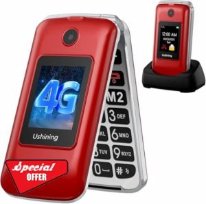 CHAKEYAKE 4G Flip Phone For Elderly Big Button Senior Mobile Phones With Dual 2.8"+1.77" Color Large Fonts