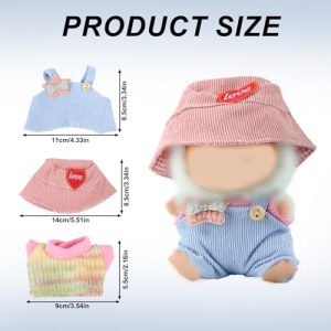 Kawaii Doll Outfits Stylish Clothing Cute Hat Sweater Overalls for 6.7 Inch Dolls Accessories Replaceme