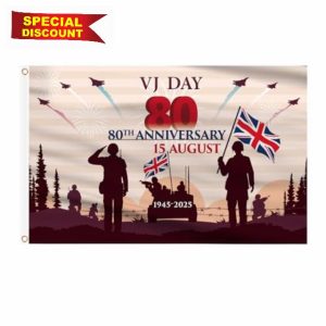 AhfuLife 1Pcs VJ Day Flag 3Ft x 5Ft for 80th Anniversary 2025 Party Decorations