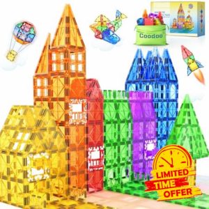 60 PCS Magnetic Building Tiles STEM Magnetic Blocks Sensory Toys Kids Games Magnet Building Toys for Boys and Girls Aged 3+