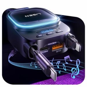 LISEN 2025 Bluetooth 5.3 FM Transmitter Car Adapter 96W 4 in 1 Retractable Car Charger [HiFi Balance Tech] [PD36W] Car Radio Music Blutooth Adapter Hands Free Calling Audio Transmitters Phone Antennas