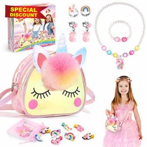 Qukir Unicorn Gifts: Crossbody Bag & Jewelry Set for Girls