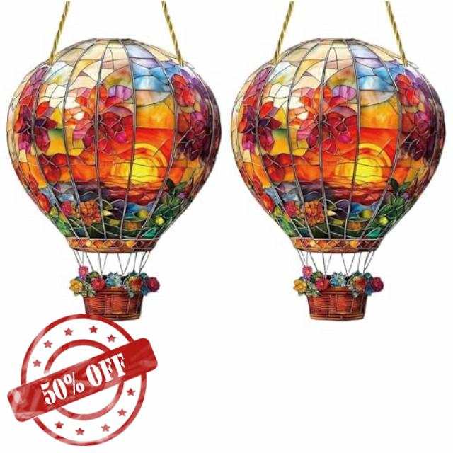 2PCS Hot Air Balloon Solar Garden Flat Surface Decorations