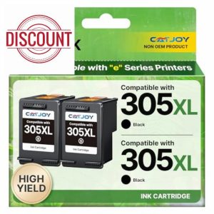 CATJOY 305XL Ink Cartridges Black Replacement for HP Printer Ink 305,Printer Ink Cartridge 305XL Black for HP Envy 6000 6010 6020 6032 Pro 6400 6430 DeskJet 2700 2710 2720 Plus 4100 4120(2 Black Pack)