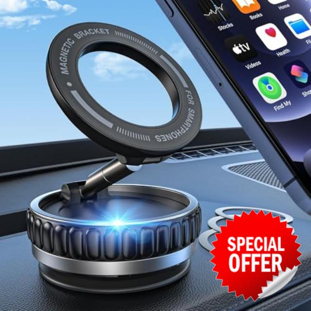 KTEBO® Vacuum Magnetic Phone Car Mount,360° Adjustable Car Phone Holder MagSafe for iPhone