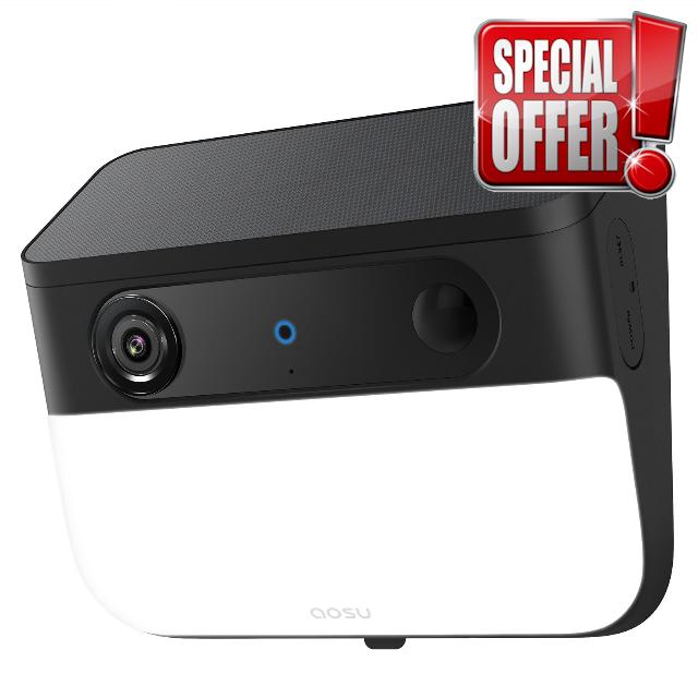 AOSU 3K 5MP Solar Outdoor Wall Light with Camera