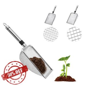 YELKOEYN 2 Pcs Garden Soil Mesh Sifter Set- Stainless Steel Sifting Shovel