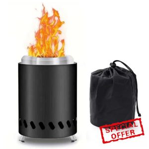 xobuo Smokeless Tabletop Fire Pit - Portable Stainless Steel Fire Bowl with Travel Bag