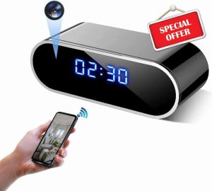 LaoZiTong 4K UHD Spy Camera Hidden Camera in Clock WiFi Hidden Cameras Video Recorder Wireless IP Camera Indoor Home Security Monitoring Nanny Cam 140° Angle Night Vision/Motion Detectio