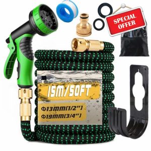 Gziztx 50FT/15M Expandable Garden Hose Flexible Magic Garden Hose Pipe with 3/4" 1/2" Fittings