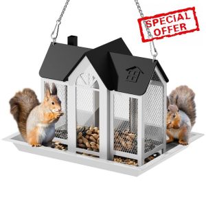 NiHome Metal Squirrel Feeder Outdoor Hanging House
