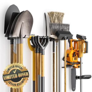 Garage Storage Hooks - Wall Mounted Shed Garden Tool Storage Rack