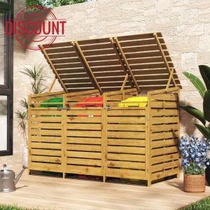 Warmiehomy 3 Wheelie Bin Storage 3 x 240L Wooden Bin Storage for Wheelie Bins