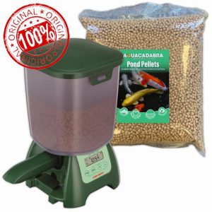 Aquacadabra 2Kg Fish Food Pellets & P7000 Automatic Pond Fish Feeder Bundle Ki