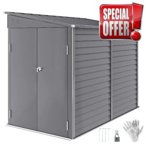 Outsunny 5 x 9ft Galvanised Metal Garden Shed with Foundation Kit