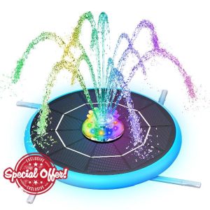 AISITIN 6.5W Solar Water Fountain with 7 LED Colour Lights