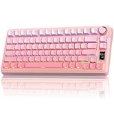 AULA F75 75% Wireless Mechanical Keyboard,Gasket Hot Swappable Custom Keyboard,Pre-lubed Greywood...