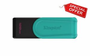 Kingston DataTraveler Exodia S USB Flash Drive - 128GB - USB 3.2 Gen 1 - USB Type A - Black/Turquoise - DTXS/128GB