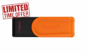 Kingston DataTraveler Exodia S USB Flash Drive - 256GB - USB 3.2 Gen 1 - USB Type A - Black/Orange - DTXS/256GB