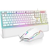 RedThunder K10 Wired Gaming Keyboard and Mouse Combo, UK Layout, True RGB Backlight, Soft Leather...