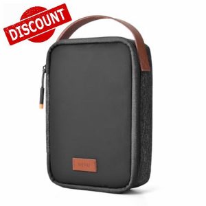 WIWU Tech Pouch Cable Organiser Bag with Handle Large Capacity Electronics Accessories Travel Organizer Adjustable Dividers for Travel Office School Fit Chargers Cables Power Bank Hard Drives(Black)