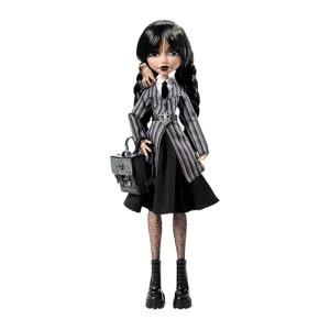 Wednesday Addams Collectible in Nevermore Academy Uniform with Thing and Backpack