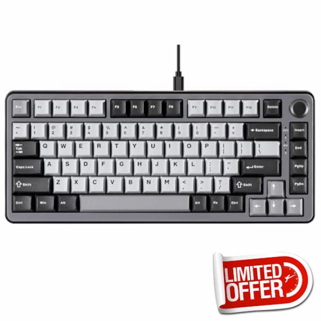YUNZII RT75 Rapid Trigger Gaming Keyboard Hall Effect Keyboard Magnetic Switch Adjustable Actuation Esports 75% Layout TKL Mechanical RGB PBT Keycaps (Black