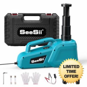 SEESII Electric Car Jack 5 Ton: 12V Hydraulic Car Jack with Remote Control & LED Light