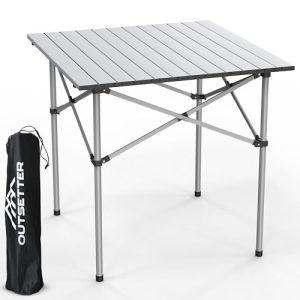 Lightweight Outdoor Table Folding Steel Frame with Roll Up Top Carry Bag