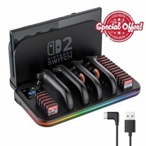 JORREP Charging Dock for Switch 2 with Organizer Stand for Nintendo Switch 2 Joy con