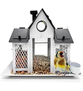 WuJiLiving Metal Wild Bird Feeder Hanging Station for Garden,Weather Resistant Bird House Design ...