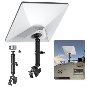 Aluminum Mini Starlink Tripod Adapter with 1/4"-20 & 3/8"-16 Thread and Adjustable Clamp Bracket for Star Link Mini Dishy RV