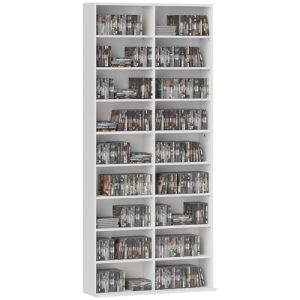 Blu-ray Media Storage Shelf with 18 Compartments and 14 Adjustable Shelves