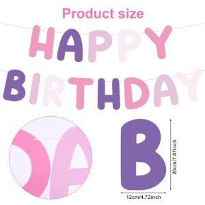 Cute Pre-Strung Letter Banner Set Reusable Birthday Decor Supplies for Women Girls Boys