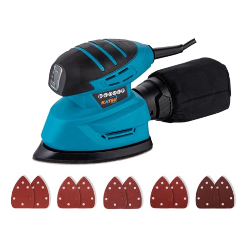 130W Palm Sander for Wood with Dust Collection and 10 PCs Sanding Pads