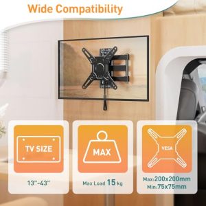 Lockable RV TV Wall Bracket for Most 13-43 Inch TVs
