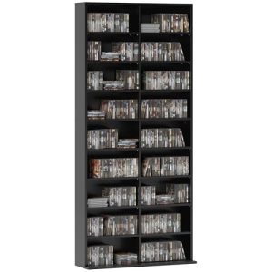 Blu-ray Media Storage Shelf with 18 Compartments and 14 Adjustable Shelves