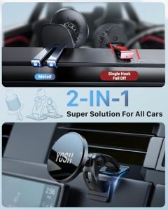 15W Fast Wireless Magnetic Phone Holder Charger for Dashboard & Vent