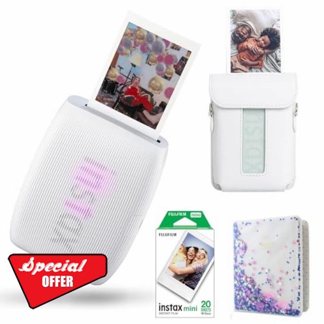 Fujifilm INSTAX Clay White Mini LINK 3 Portable Smartphone Photo Printer id With Fujifilm Instax Mini Film (20 Sheets)