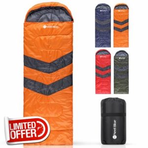 Trimming Shop 4 Season Waterproof Sleeping Bag for Single 6ft Adult - Double Sided Zip