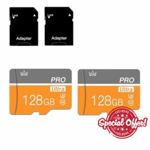 128GB Micro Sd Card Class 10 Memory Card with sd adapter Fast speed TF Card for Tablet/Mobile Phone/Camera/Car Audio/Game Console(2 Pcs 128GB)